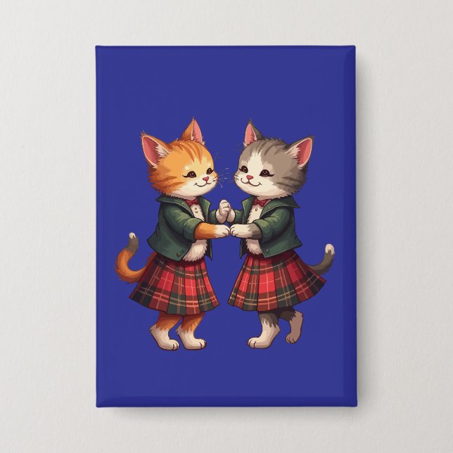 Orange Cats Dancing Scottish Ceilidh Button (Front)