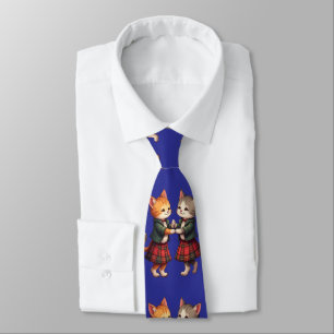Orange Cats Dancing Scottish Ceilidh Neck Tie