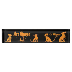 orange cats desk name plate