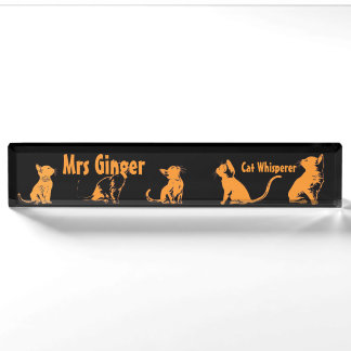 orange cats desk name plate