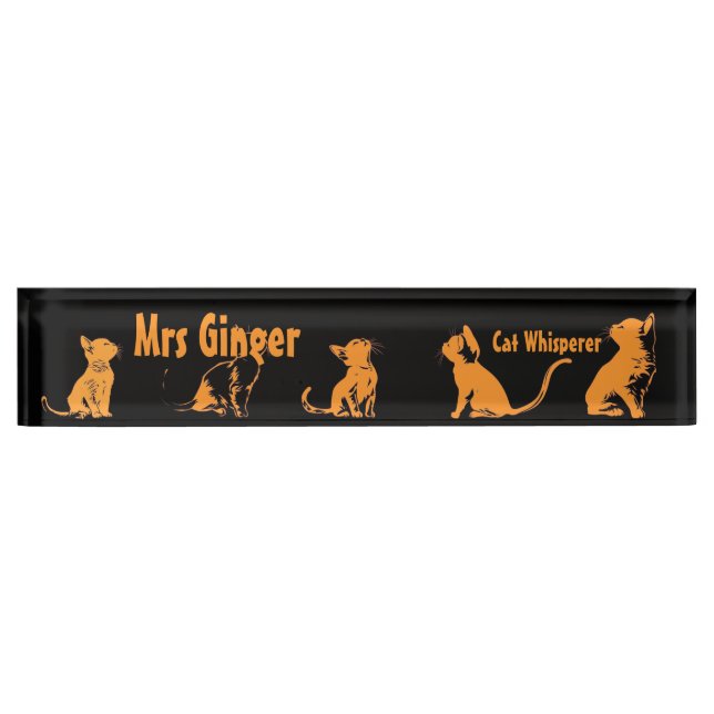 orange cats desk name plate (Front)