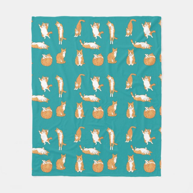  Orange Cats Funny Fleece Blanket (Front)