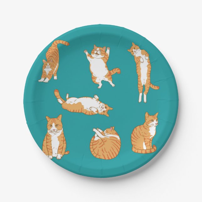 Orange Cats Funny Paper Plates (Front)