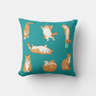 Orange Cats Funny Throw Pillow