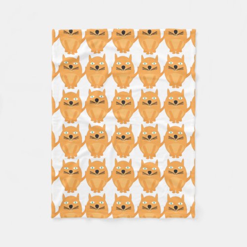 Orange Cats Pattern Fleece Blanket