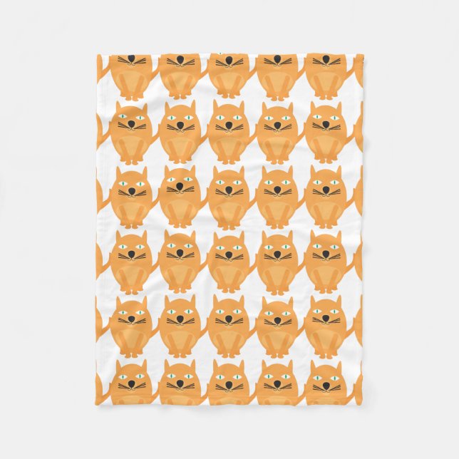 Orange Cats Pattern Fleece Blanket (Front)