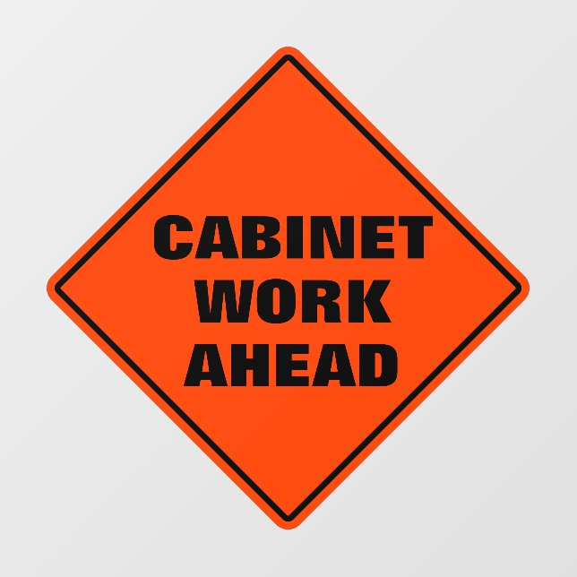 Orange caution road sign work ahead carpenter  wall decal  (Front)