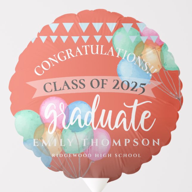 Orange Celebration Class Of 2025 Graduation Party Balloon (Front)
