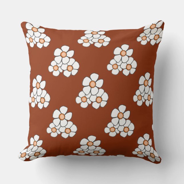 Orange Centered Daisy Square Pillow (Front)