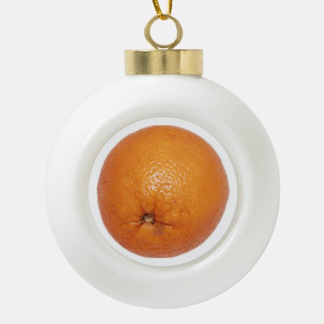 Orange Ceramic Ball Christmas Ornament (Front)