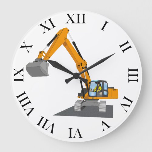 orange chain excavator large clock
