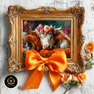 Orange Chaise Floral Cow Decoupage Tissue Paper