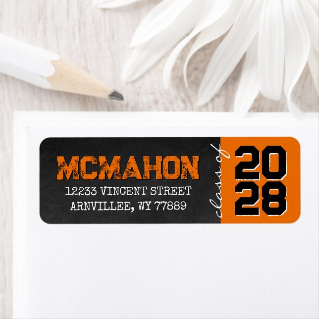 Orange Chalkboard Graduation Return Address Label (Creator Uploaded)