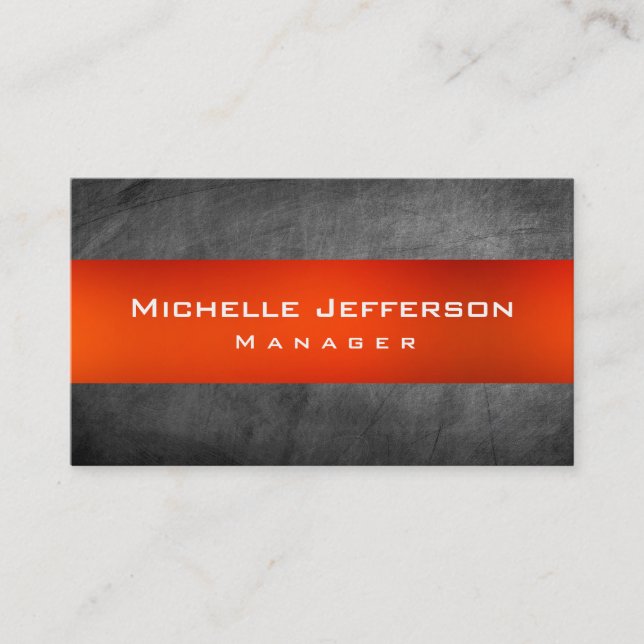 Orange Chalkboard Gray Manager Business Card (Front)