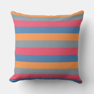 Orange Charm Gray Modern Stripes Throw Pillow