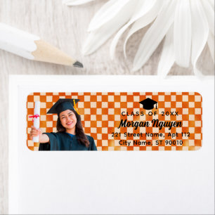 Orange Check Custom Photo Graduate Return Address Label
