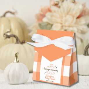 Orange Check Pumpkin Rustic Fall Baby Shower Favor Boxes