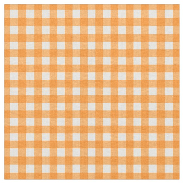 Orange Checked Gingham for Home Canning Lids Fabric (Close Up)