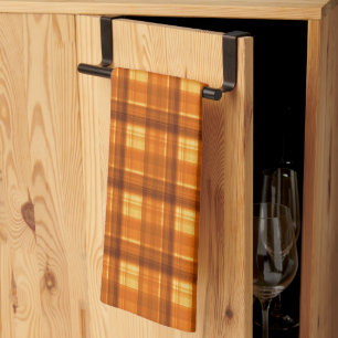 Orange Checked Tartan Print, Kitchen Towel