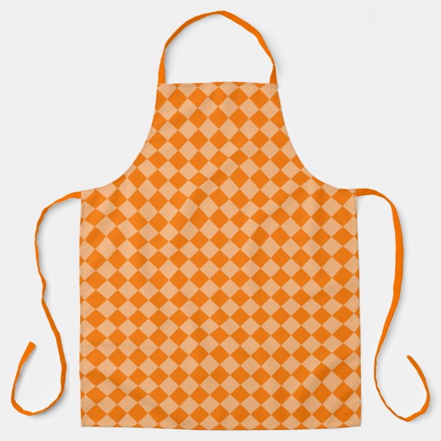 Orange Checker Diamond Pattern Apron (Front)