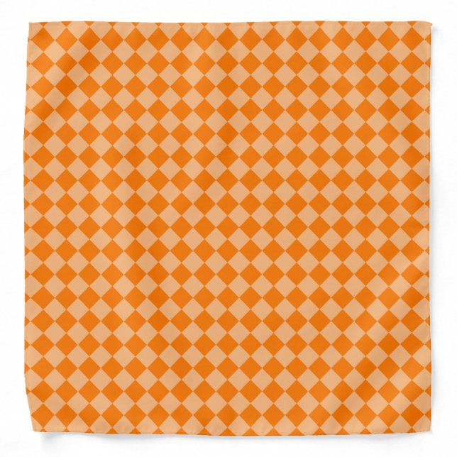 Orange Checker Diamond Pattern Bandana (Front)