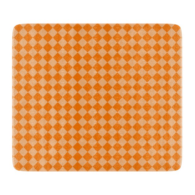Orange Checker Diamond Pattern Cutting Board (Front)