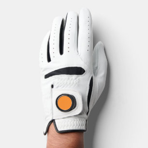 Orange Checker Diamond Pattern Golf Glove