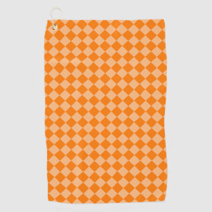 Orange Checker Diamond Pattern Golf Towel