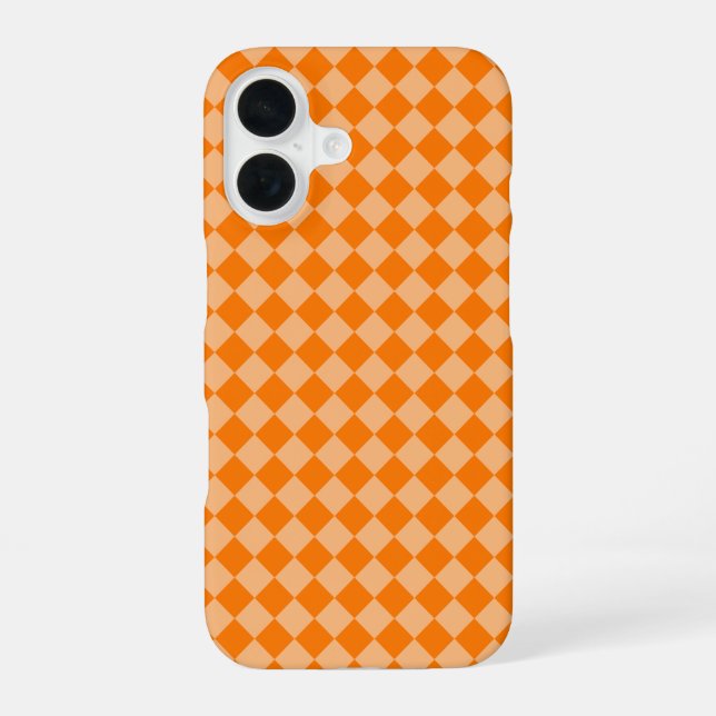 Orange Checker Diamond Pattern Iphone Case (Back)