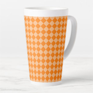 Orange Checker Diamond Pattern Latte Mug