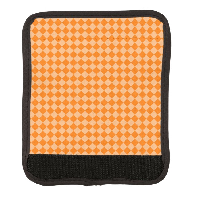 Orange Checker Diamond Pattern Luggage Handle Wrap (Front)
