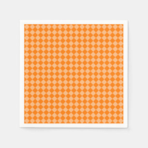 Orange Checker Diamond Pattern Napkins