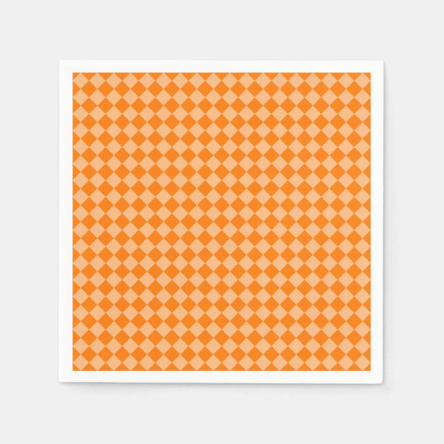 Orange Checker Diamond Pattern Napkins (Front)