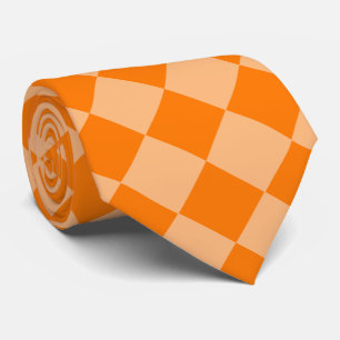 Orange Checker Diamond Pattern Neck Tie