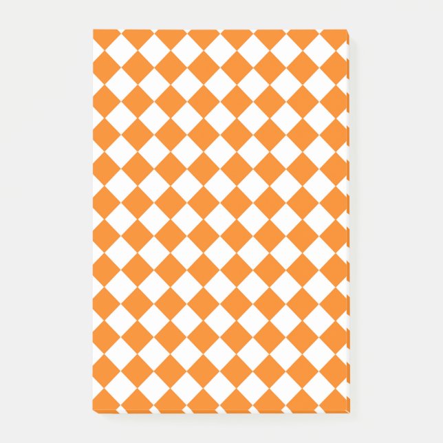 Orange Checker Diamond Pattern Post-it Notes (Front)