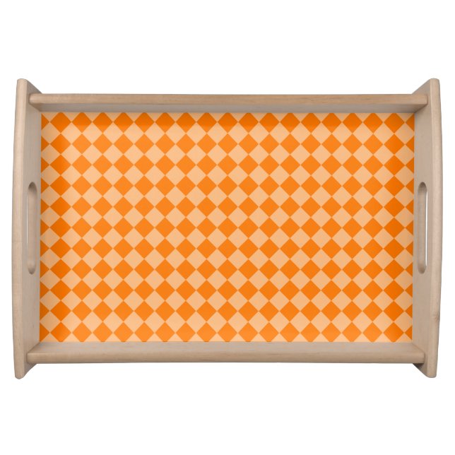 Orange Checker Diamond Pattern Serving Tray (Front)