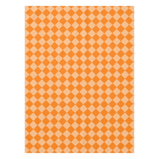 Orange Checker Diamond Pattern Tablecloth (Front)