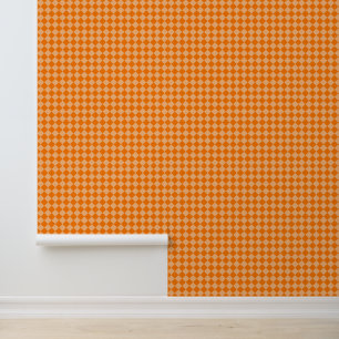 Orange Checker Diamond Pattern Wallpaper