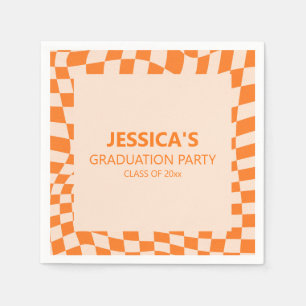 Orange Checker Graduation Party Custom 2026 Napkins