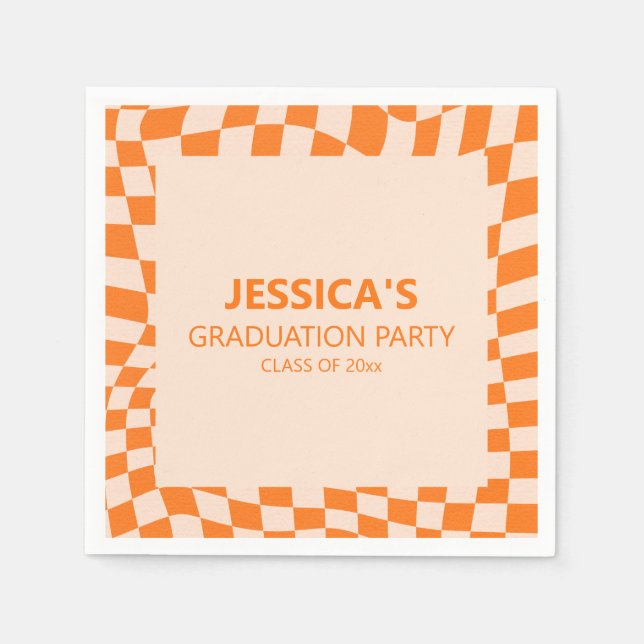 Orange Checker Graduation Party Custom 2026 Napkins (Front)