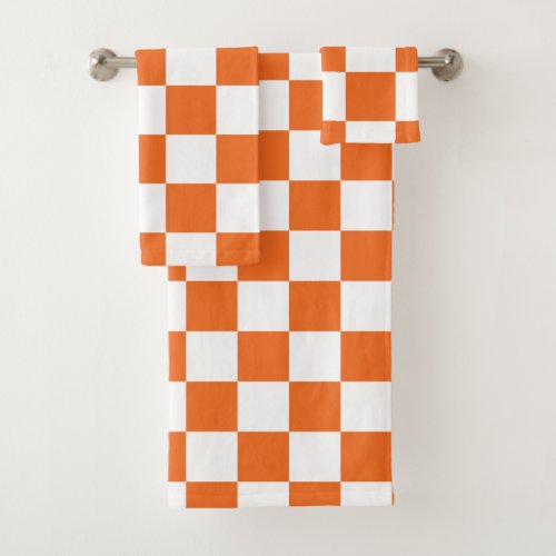 Orange Checkerboard Bath Towel Set