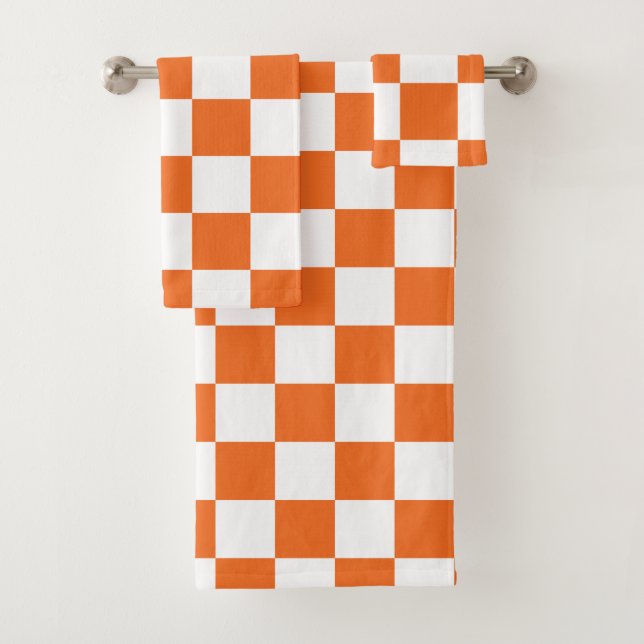 Orange Checkerboard Bath Towel Set (Insitu)