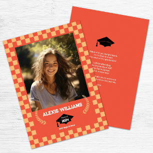 Orange Checkerboard Custom Photo  Announcement