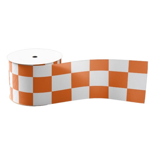 Orange Checkerboard Grosgrain Ribbon