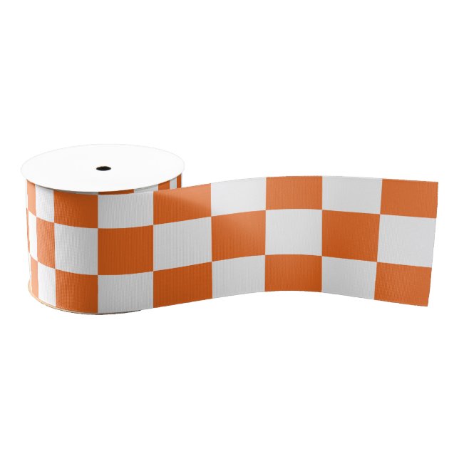 Orange Checkerboard Grosgrain Ribbon (Spool)