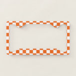 Orange Checkerboard License Plate Frame at Zazzle