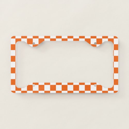 Orange Checkerboard License Plate Frame