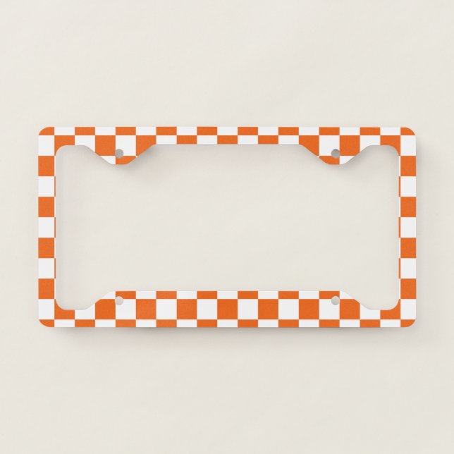 Orange Checkerboard License Plate Frame (Front)