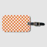 Orange Checkerboard Luggage Tag at Zazzle