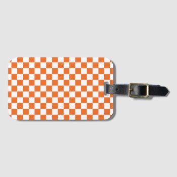 Orange Checkerboard Luggage Tag by DavidsZazzle at Zazzle